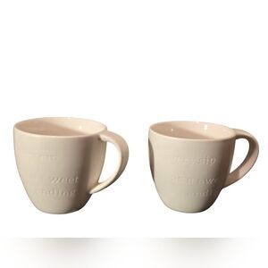 Starbucks Set Of 2 "Every Sip Has A Sweet Ending" White Espresso Mugs 3oz EUC